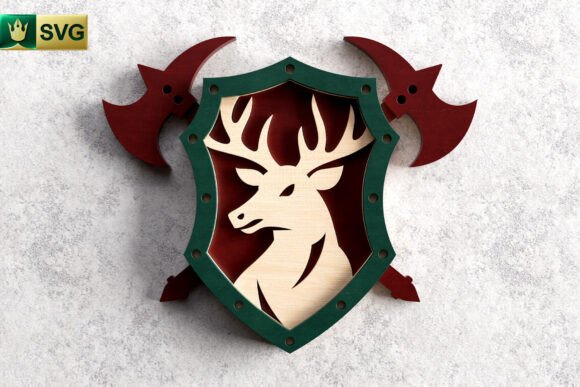 Download Deer Shield 3D Layered SVG | Fantasy Cut - 3d layered svg Collection