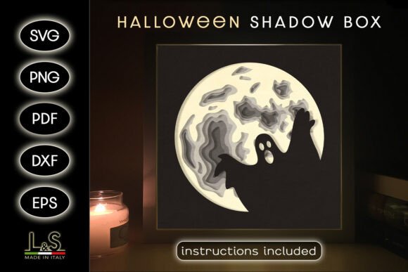 Download Halloween Moon Ghost Shadow Box Svg - Ghost shadow box Collection