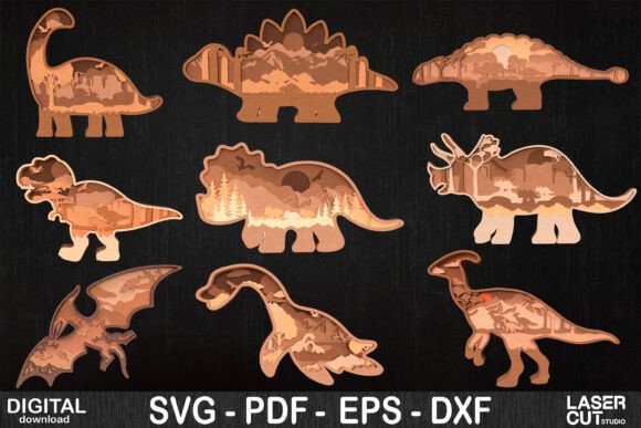 Download Dinosaur 3D Layered SVG Bundle - 3d layered svg Collection