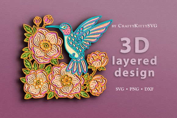 Download Hummingbird 3D Layered SVG Cut File - 3d layered svg Collection
