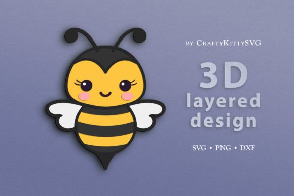 Download Cute Honey Bee 3D Layered SVG Cut File - 3d layered svg Collection