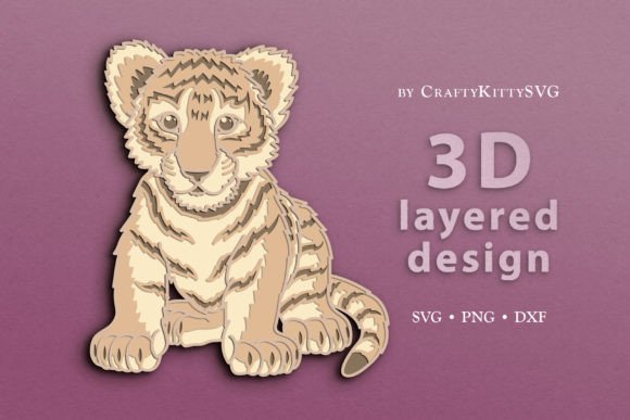 Download Baby Tiger 3D Layered SVG Cut File - 3d layered svg Collection