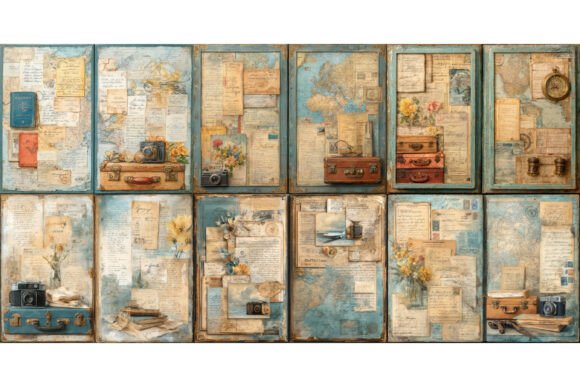 Download Vintage Travel Junk Journal Kit, 26 Page - Travel Collection