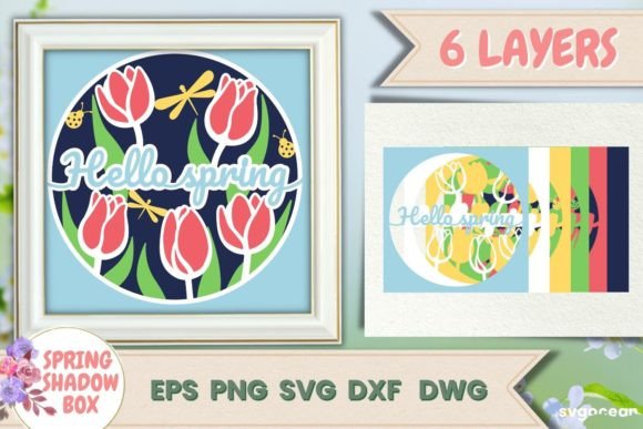 Download Shadow Box Hello Spring | 3D Layered SVG - 3d layered svg Collection
